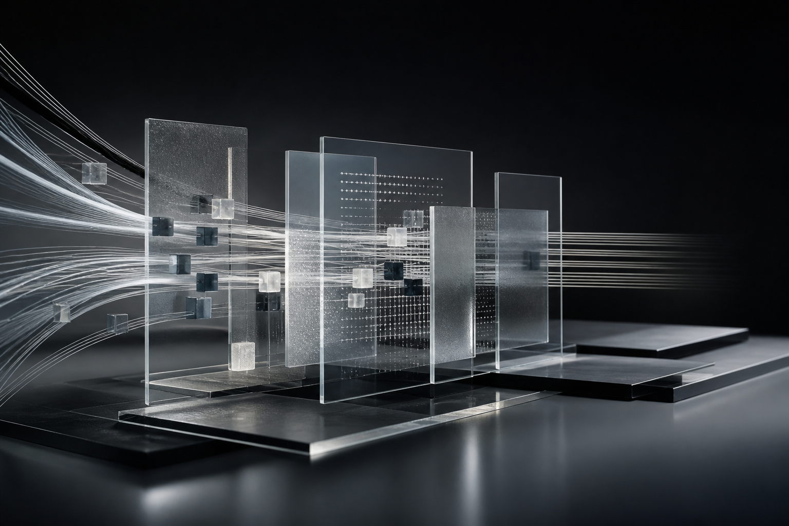 Abstract glass architecture representing governed data and intelligent automation